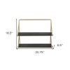 HomeRoots 21" Dark Gray And Gold Metal And Wood Wall Mounted Tiered Shelf - 3 of 4