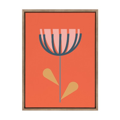 18" x 24" Sylvie Flower in Orange Framed Canvas by Apricot and Birch Gold - Kate & Laurel All Things Decor