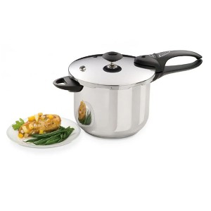 Presto 6 Quart Stainless Steel Pressure Cooker, Dishwasher Safe, Tri Clad Base - 1 of 3