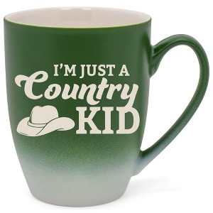 100 North Cowboy Hat 10 Ounce Green and White Two Toned Ombre, Comfortably Fits Your Hands, Ceramic Tea Coffee Cup Mug, I'm Just A Country Kid - 1 of 1