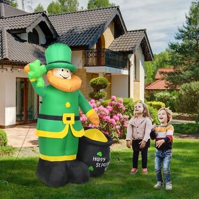 Costway 8ft St Patrick's Day Inflatable Leprechaun Irish Day Blow up Lighted Giant Doll