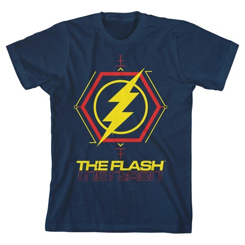 The Flash Movie Yellow And Red Bolt Boys Navy T-shirt-xl : Target