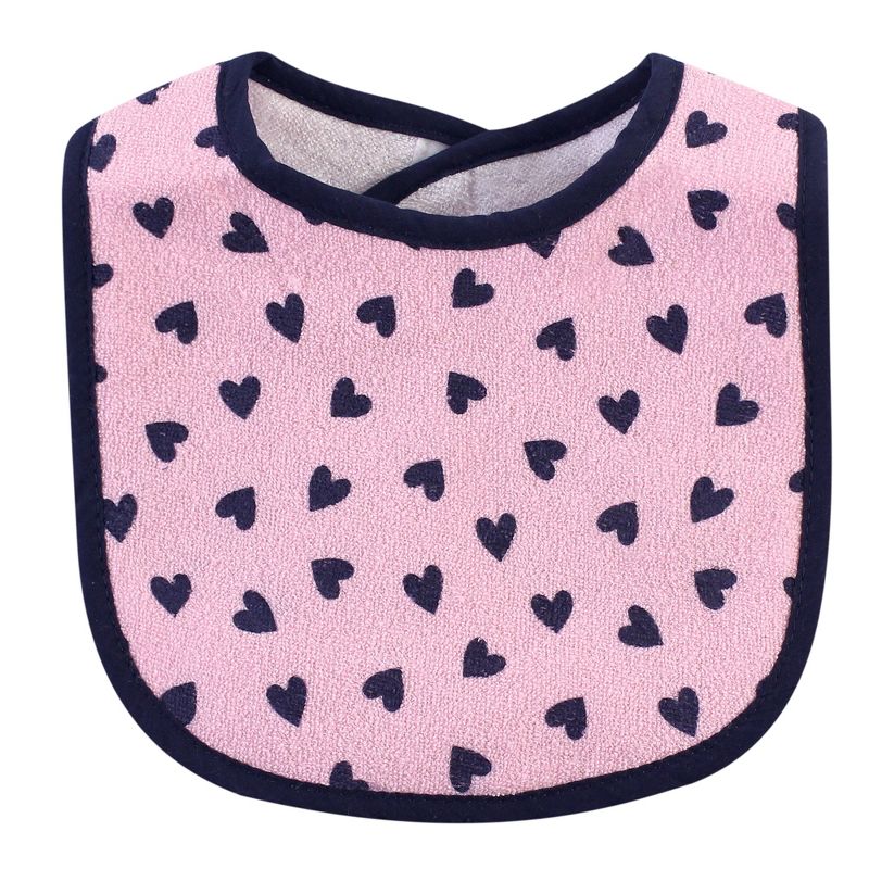 Hudson Baby Infant Girl Cotton Terry Bib and Burp Cloth Set 5pk, Love, One Size, 6 of 8