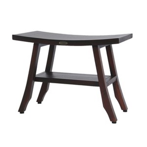 DecoTeak® Satori® 24" Teak Wood Shower Bench with Shelf in Woodland Brown Finish - 1 of 4