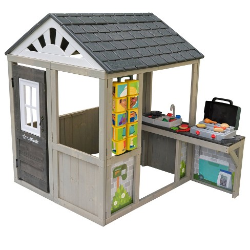 KidKraft Patio Party Wooden Outdoor Playhouse with Spinner Block Puzzle - 14pc - image 1 of 4
