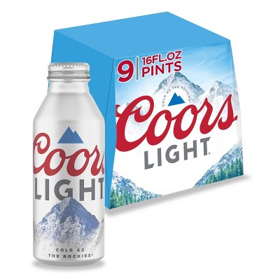 Coors Light Beer - 9pk/16 fl oz Aluminum Bottles