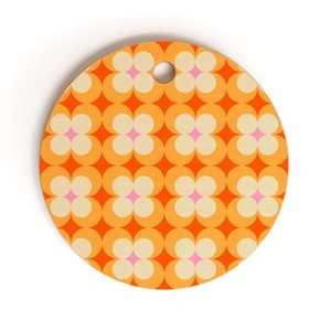 Jen Du Vintage Yellow Orange Flowers Cutting Board - Round - 1 of 3