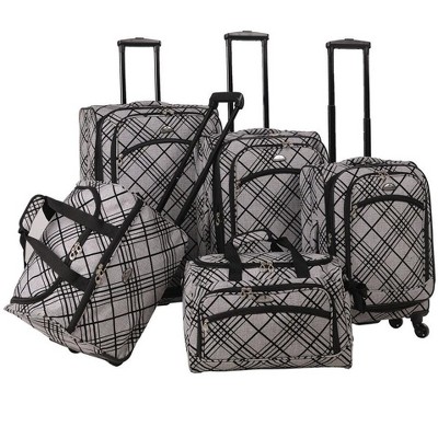 American Flyer Silver Stripes 5-Piece Spinner Luggage Set