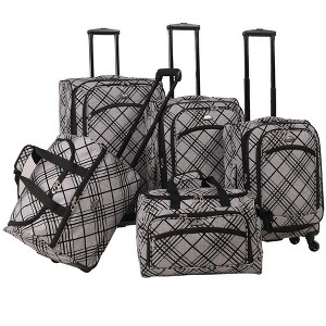 American Flyer Silver Stripes 5-Piece Spinner Luggage Set - 1 of 4