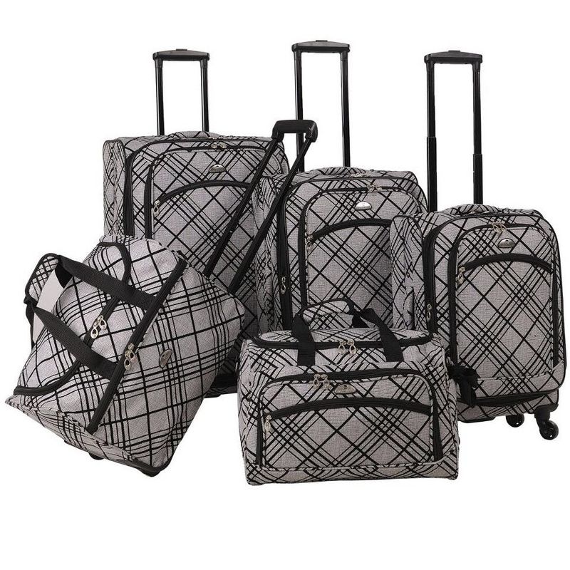 American Flyer Silver Stripes 5-Piece Spinner Luggage Set, 1 of 6