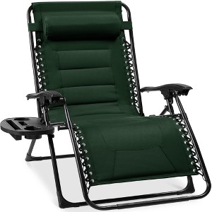 Best Choice Products Oversized Padded Zero Gravity Chair, Folding Outdoor Patio Recliner w/ Side Tray - 1 of 4
