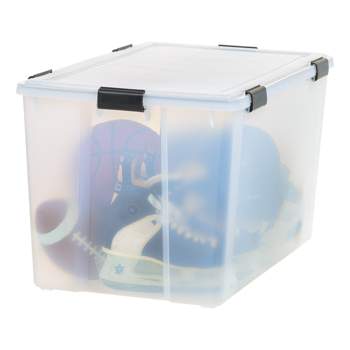 Iris 45qt 4pk Plastic Storage Container Bin With Secure Lid And Latching  Buckles Clear Pearl : Target