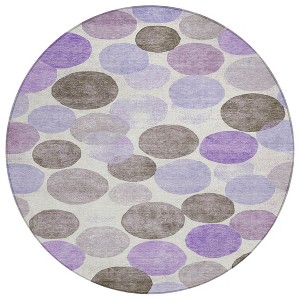 Purple Brown And Ivory Geometric Washable Indoor Outdoor Area Rug - 1 of 4