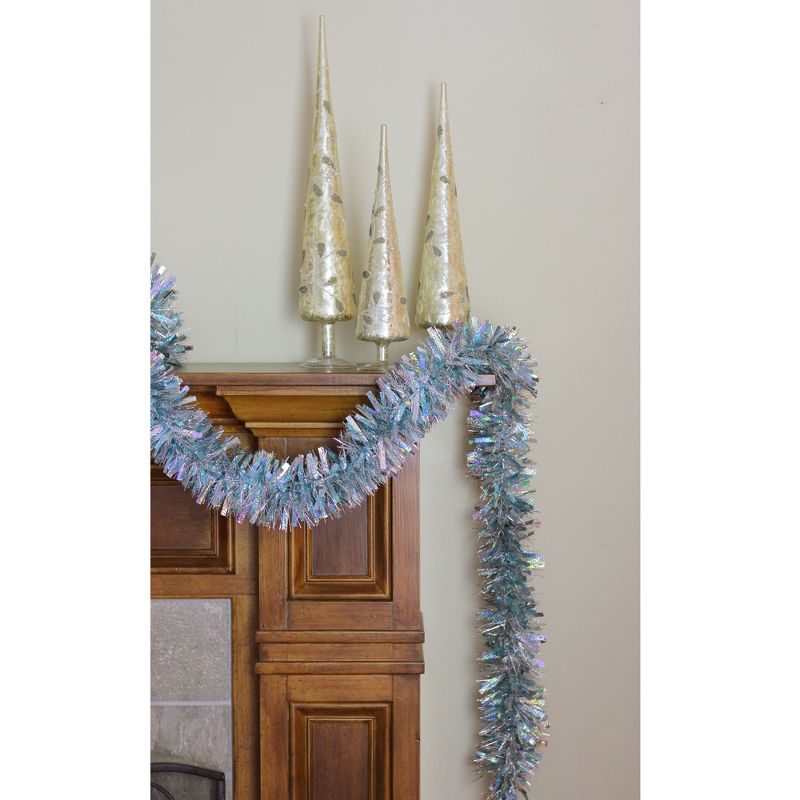 Northlight 12' x 4" Unlit Silver/Icy Blue Wide Cut Shiny Tinsel Christmas Garland, 4 of 6