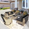 XIZZI 8PCS Furniture Set, Modular Sectional Sofa with Swivel Rocking Chairs and Side Table, Outside Coversation Set with Solar Coffee Table - 3 of 4