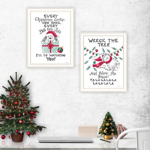 YOOCOZZ Christmas Trendy Decoration, Trendy 4U 2- Piece Vignette Cat & Dog Christmas Enjoyment  , by Deb Strain, Black or White Framed Wall Art - 1 of 4
