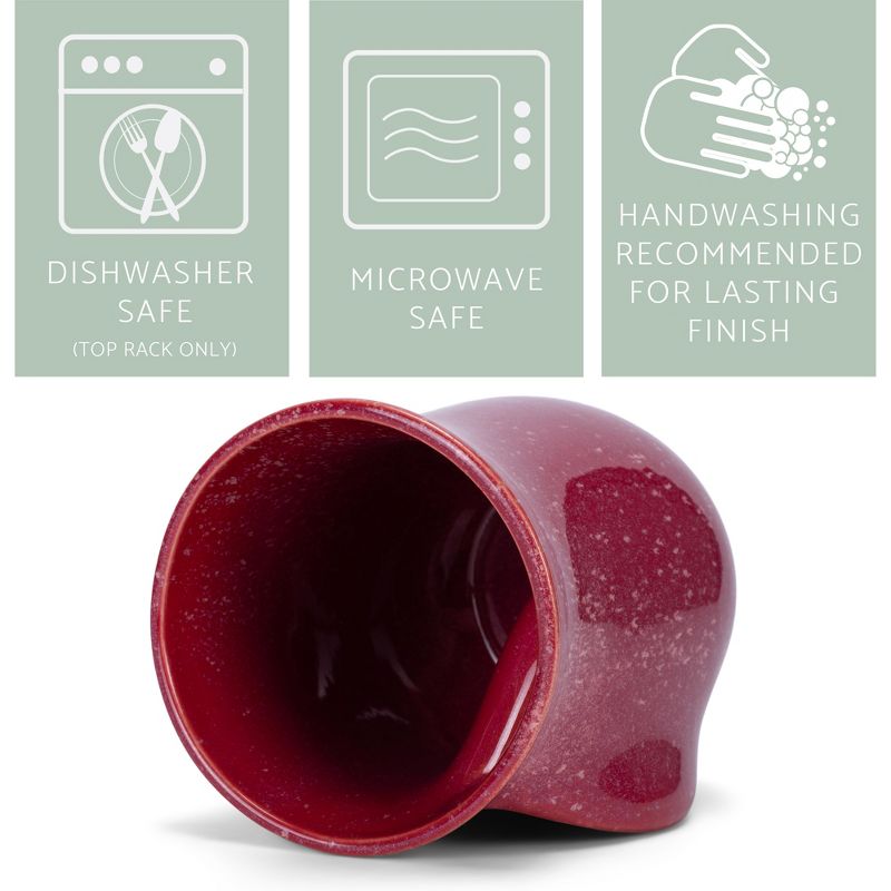 Elanze Designs Reactive Glaze 14 ounce Ceramic Handwarmer Mugs Set of 2, Maraschino Red, 4 of 6