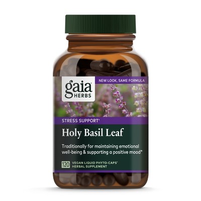 Gaia Herbs Holy Basil Leaf - Helps Sustain a Positive Mindset and Balance in Times of Stress - 120 Vegan Liquid Phyto-Capsules