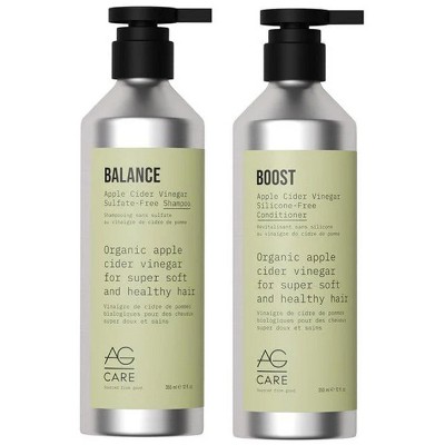 AG Care BALANCE & BOOST Apple Cider Vinegar Sulfate-Free Shampoo & Silicone-Free Conditioner Duo Set (12 oz) Super Soft Hair Kit