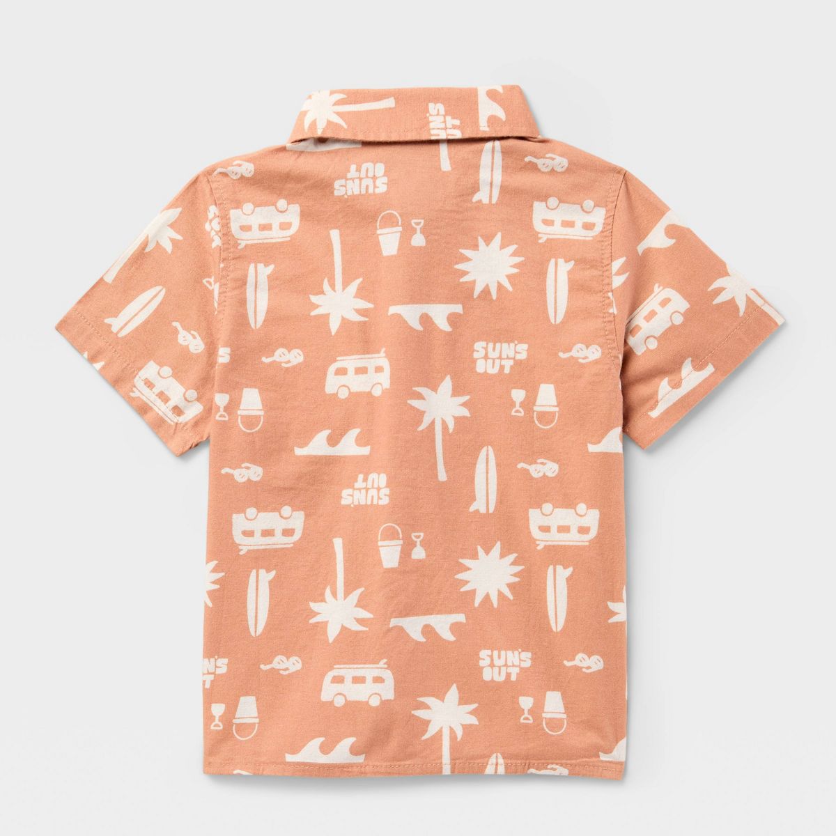 Toddler Boys' Adaptive Short Sleeve Woven Button-Up Shirt - Cat & Jack™ Brown - thumbnail 2