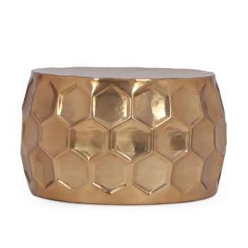 Klein Modern Glam Handcrafted Aluminum Honeycomb Coffee Table Brass - Christopher Knight Home