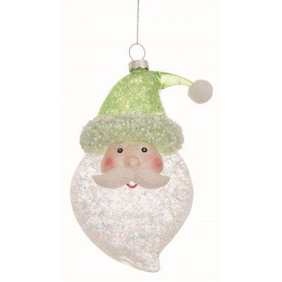 Transpac Glass White Christmas Glam Santa Ornament