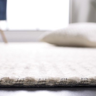 Ivory Beige Handwoven Wool Synthetic 8' x 10' Area Rug