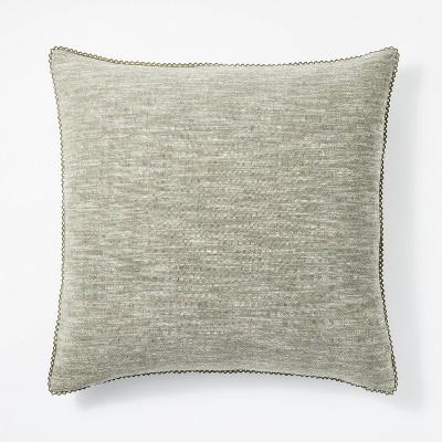 Oversized Chambray Square Throw Pillow with Lace Trim Green - Threshold™ designed with Studio McGee