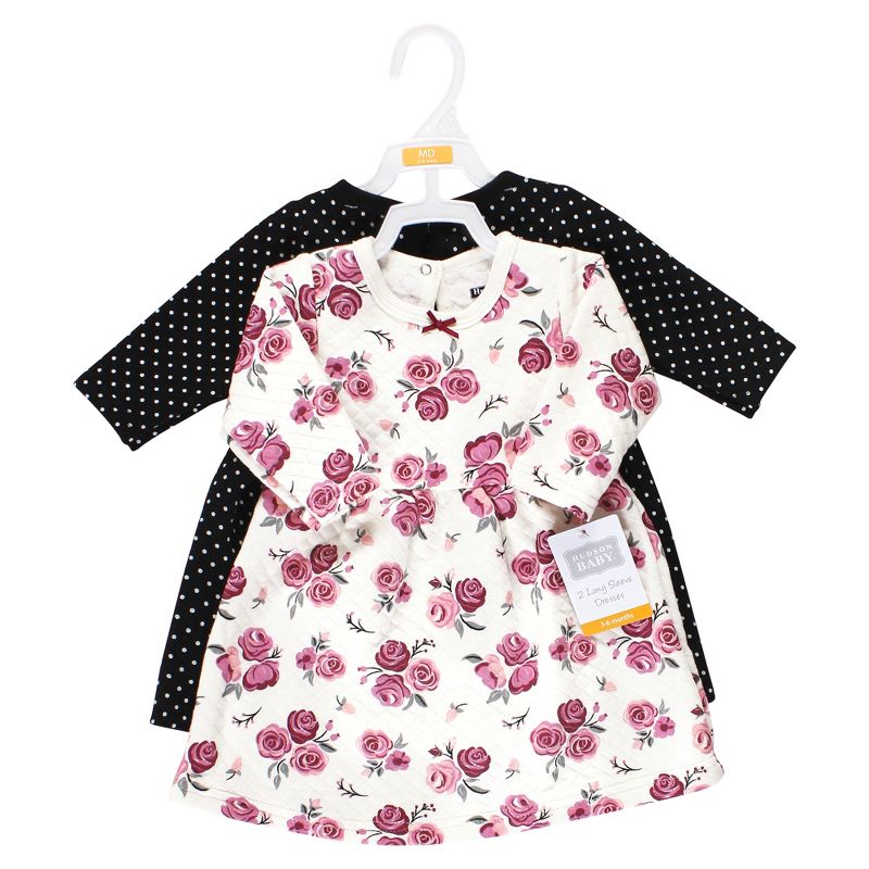 Hudson Baby Infant Girl Cotton Dresses, Burgundy Rose, 2 of 5