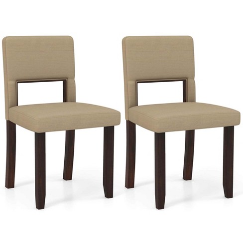 Costway Wooden Dining Chair Set of 2/4 with Acacia Wood Frame Padded Seat & Back Home Beige - image 1 of 4