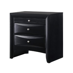 Gulches Contemporary 2-Drawer Nightstand with Jewelry Tray, Silver Metal Knobs & Solid Wood Construction, Sturdy Bedroom Furniture - 1 of 4