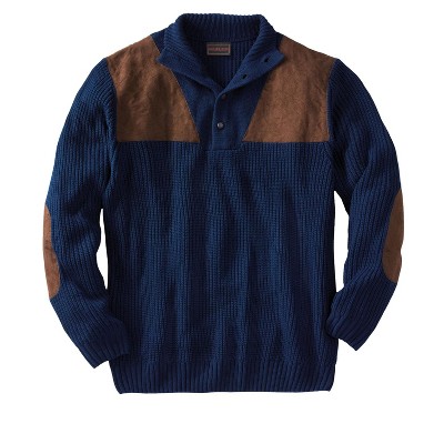 Boulder Creek by KingSize Men's Big & Tall Patch Sweater With Mock Neck