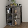 Corner Cabinet Storage with USB Ports & Outlets, Modern Triangle Storage Rack with 9 Cubbies, Wooden Display Bookshelf Bookcase - 3 of 4