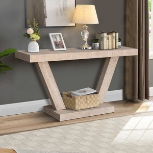 Vintage Industrial Console Table for Living Room Office, Rectangular Wood Sofa Table with Distressed Wood Finish - 1 of 4