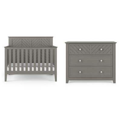 Child Craft Atwood Crib and Dresser Nursery Set, 2-Piece, Includes 4-in-1 Convertible Crib and 3-Drawer Dresser