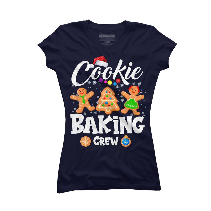 Junior's Design By Humans Cookie Baking Crew Christmas By NekoShop T-Shirt, 1 of 4