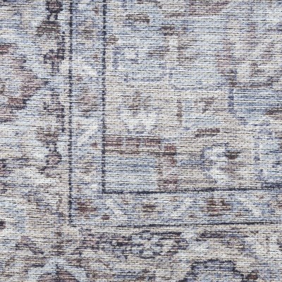 Ivory Beige Floral Cotton Chenille Rectangular 4' x 6' Rug