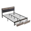 NicBex Full/Queen Upholstered Bed Frame with Storage Headboard and Charging Station,No Box Spring Needed,Easy Assembly,Beige/Gray/Black+Brown - 4 of 4