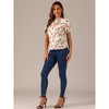 INSPIRE CHIC Women's Ruffled Short Sleeve Floral Mock Neck Summer Top - 3 of 4