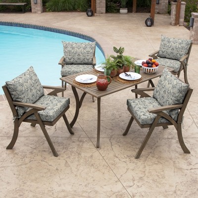 Arden Selections Neutral Damask Outdoor Dining Chair Cushion Set