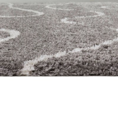 Charcoal and Cream Synthetic Stain-Resistant Stripe Area Rug