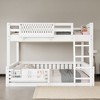 KWPZQEB Bunk Bed, Wooden Bunk Bed w/ Ladder & Safety Guardrails, Pegboard & Bookshelf, Floor Bunk Bed, No Box Spring Needed - 2 of 4