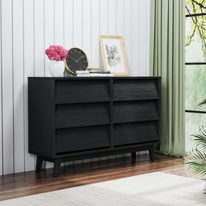 Tiramisubest 20/47 Inch Vintage 4/6 Drawer Double Dresser Storage Bevel Design Dresser Hidden Drawer Pulls Dresser Bedroom Living Room - 1 of 4