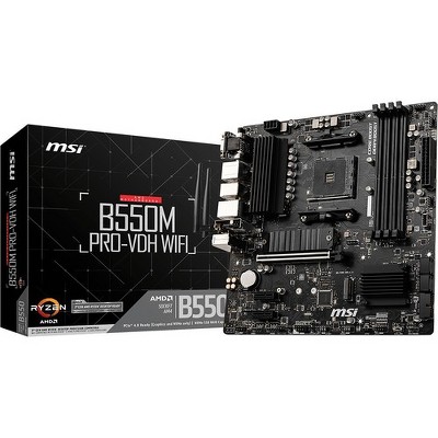 MSI B550M PRO-VDH WIFI Desktop Motherboard - AMD B550 Chipset - Socket AM4 - Micro ATX - 128 GB DDR4 SDRAM Maximum RAM - DIMM, UDIMM