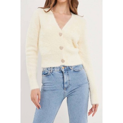 Women's Cora Heart Button Sweater - 2.7 AUGUST APPAREL