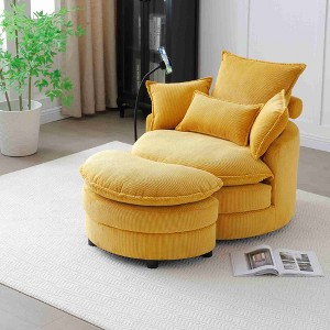 CAVINAS Corduroy Oversized Swivel Accent Chair with Ottoman and 4 Pillows,Upholstered Swivel Living Room Chairs,Reading Chairs for Living Room - 1 of 4