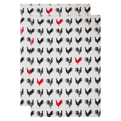 2pk French Hen Kitchen Towel Black/White - MU Kitchen