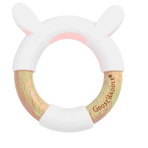 GooseWaddle Circle Animal Head Silicone + Wood Teether (4 Months +) - 1 of 4