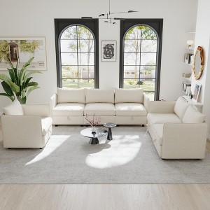 Modular Fabric 1+2+3-Seater Sectional Sofa Set with Hidden Storage and Convertible Layout - 1 of 4