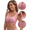 INSPIRE CHIC Women's Lace Front Closure Full Cup Wireless V-Neck Wide Straps Soft Breathable Push Up Everyday Bras - 3 of 4